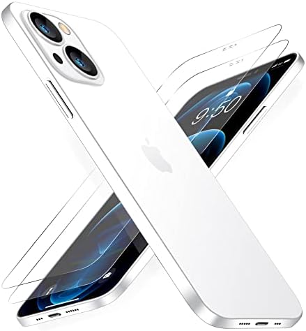 אייפון 14 פרו מקס סלים קייס [דק נייר] 0.2 מ מ 6.7 אינץ', עם 2 מגן מסך זכוכית מחוסמת, גב דק שקוף [לא מצהיב]כיסוי טלפון מגן מלא במיוחד[נגד